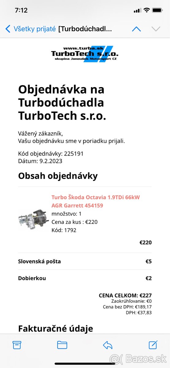 Turbo AGR, 1,9tdi 66kw, garrett