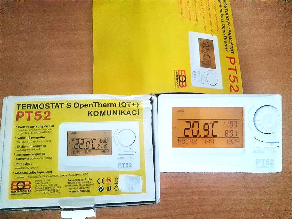 Termostat Elektrobock PT52 s OpenTherm komunikáciou