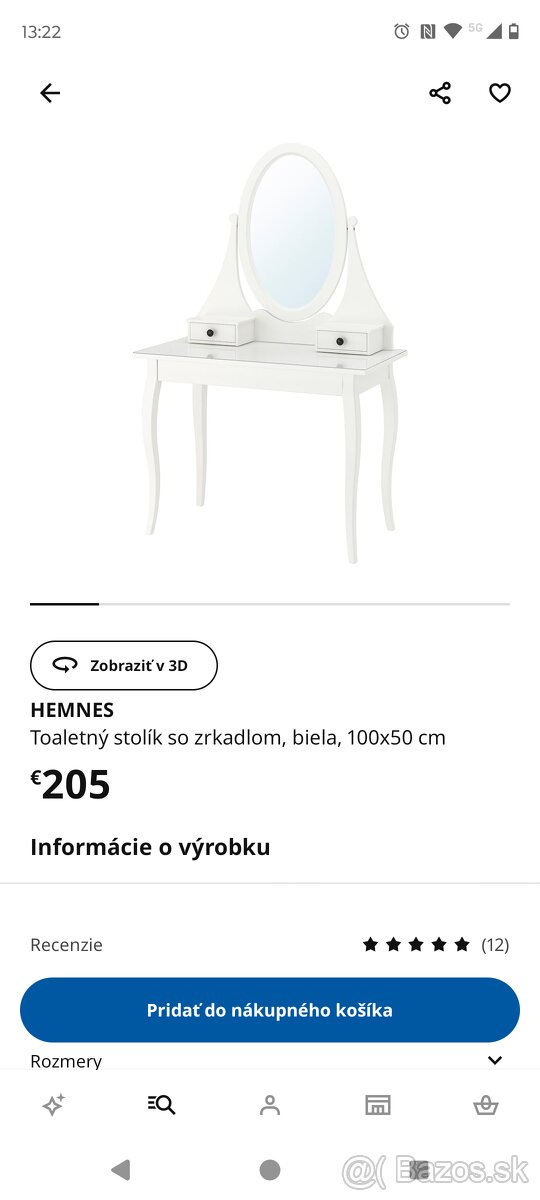 HEMNES kozmetický stolik