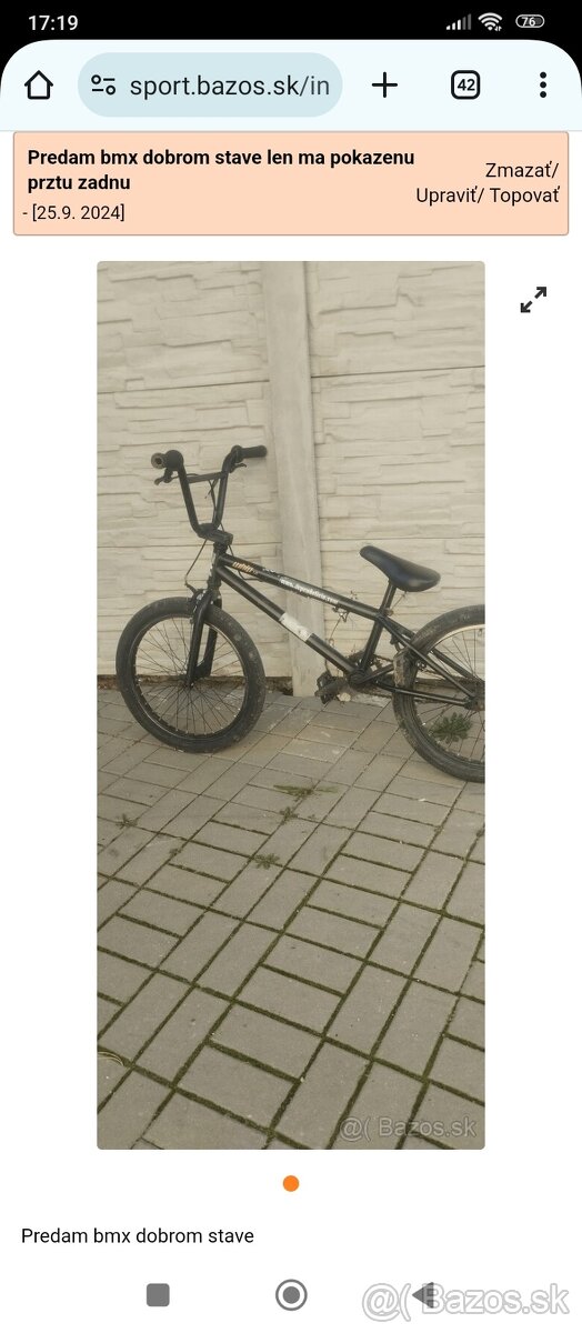 Predam bmx dobrom stave len ma pokazenu prztu zadnu