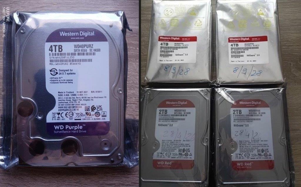 4 / 2 TB Western Digital Purple™ Red Pro™ - nepouzit