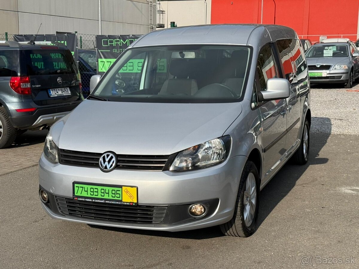 ► VW CADDY MAXI 2,0 TDI - 103 KW, 7 MÍST, PARKO. SENZORY ◄