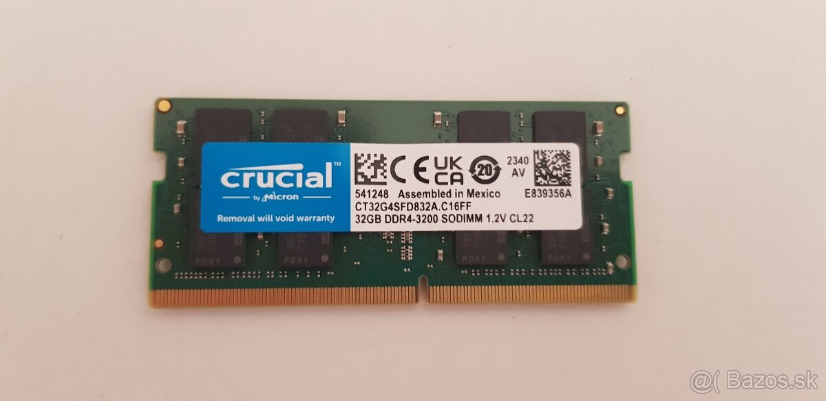 Sodimm Ram 32gb ddr4 3200 Mhz CRUCIAL-pre notebook