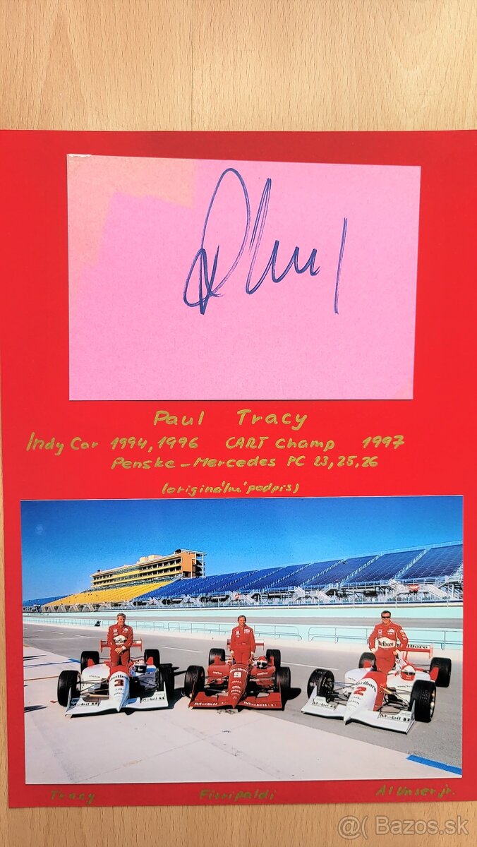 Paul Tracy IndyCar originální autogram