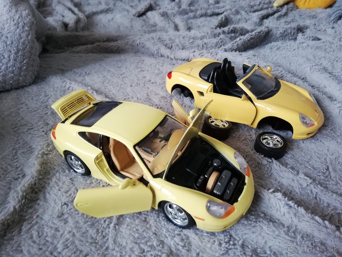 1:18 poskodene  2x PORSCHE 911+Boxter