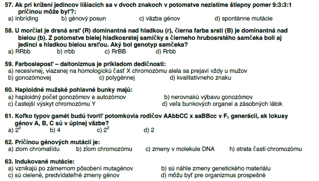 Testy- Prijímacie- LF UPJŠ