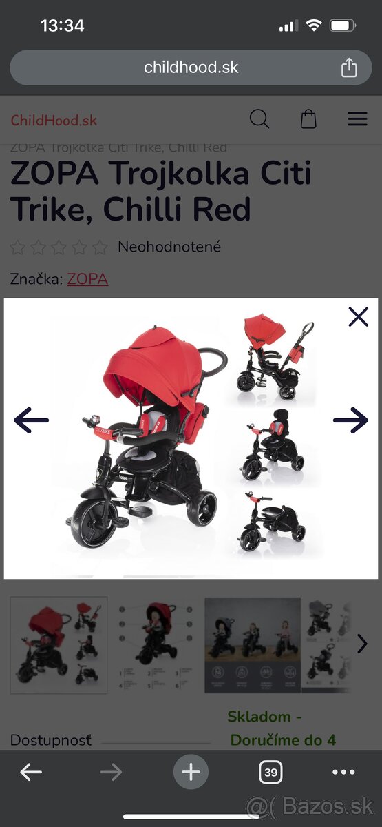 ZOPA Trojkolka Citi Trike, Chilli Red