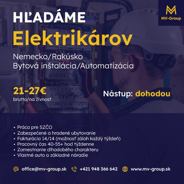 Hľadáme štvoricu elektrikárov Nemecko