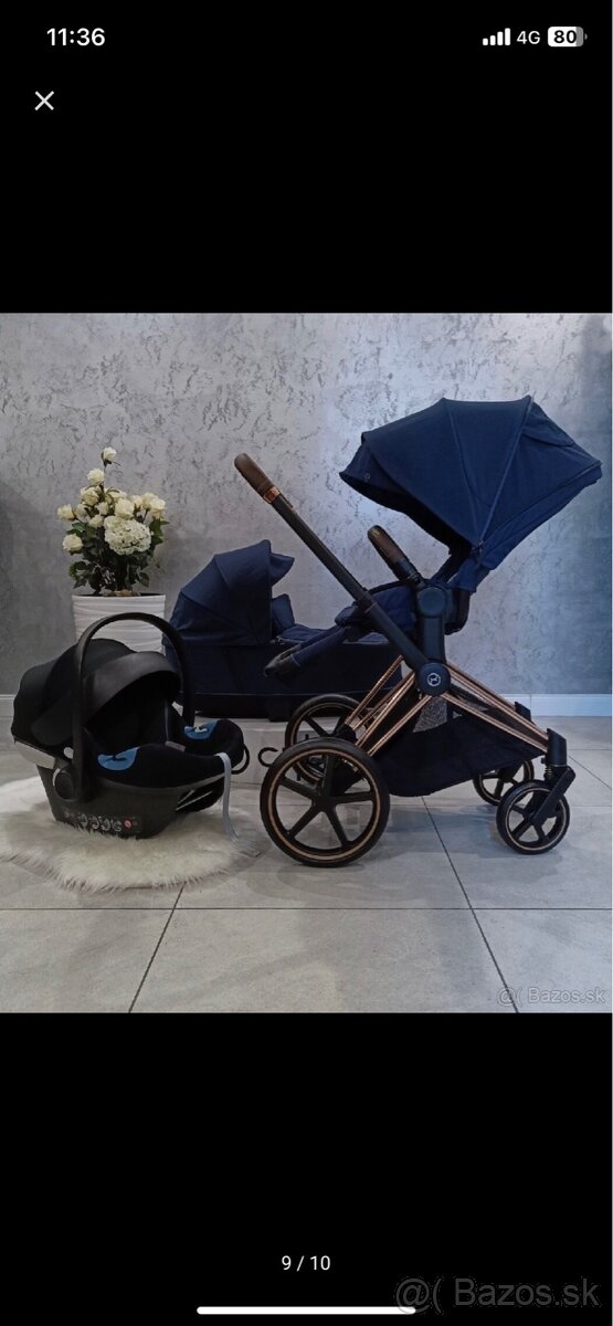 Cybex priam platinium rose gold v kraľovskej modrej