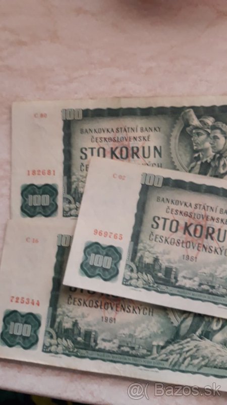 Bankovky v hodnote 100kčs-1961 seriou:C
