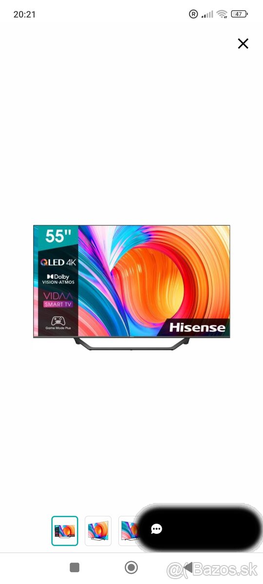 Smart tv hisense 4k UHD QLED 55A7GQ