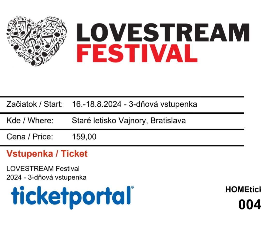 Predám 3-dňové listky na lovestream festival