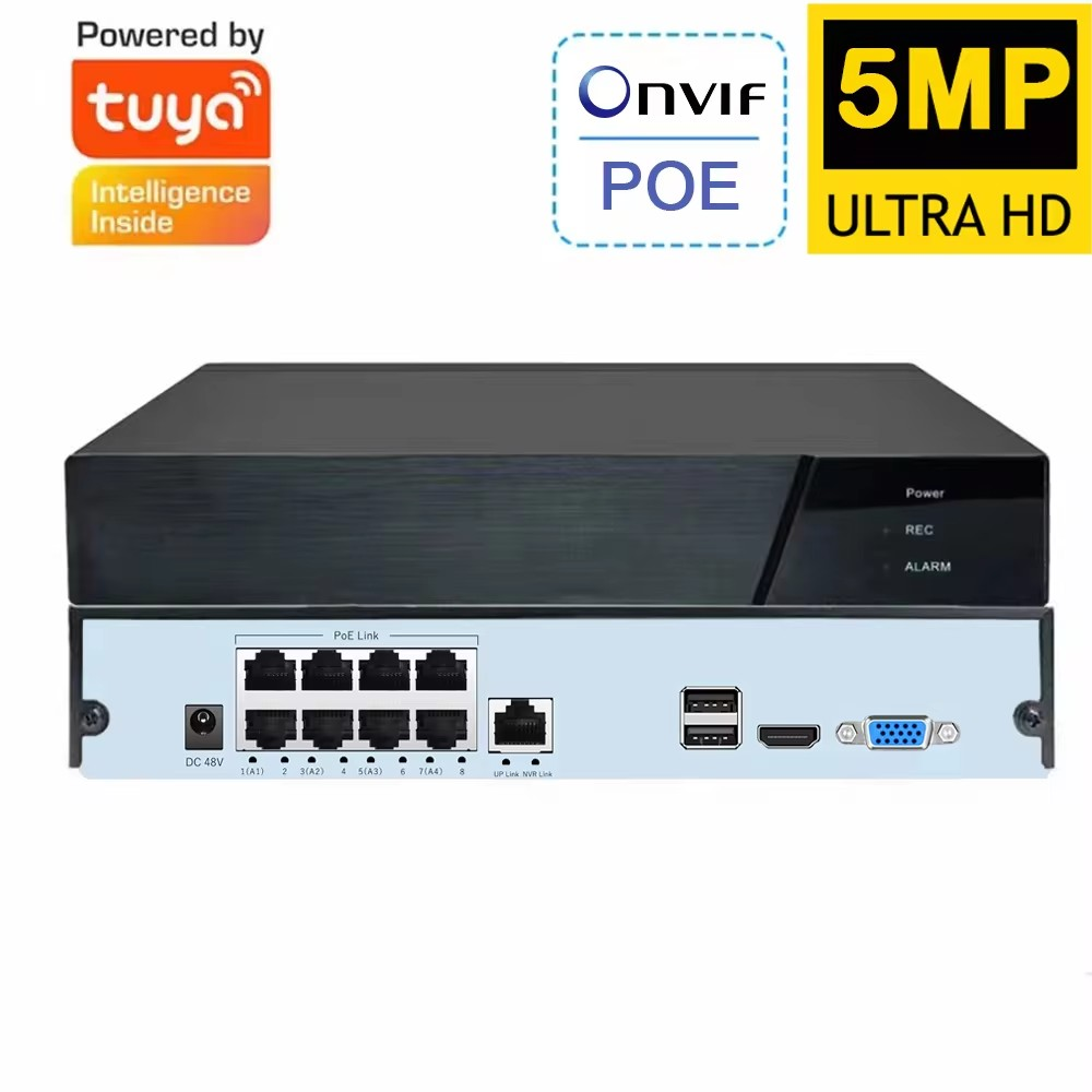 Predám nové NVR 8ch 5Mpx PoE Onvif Tuya H.265 + harddisk