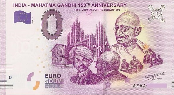 0 euro bankovka Mahatma Gandhi - TURBAN