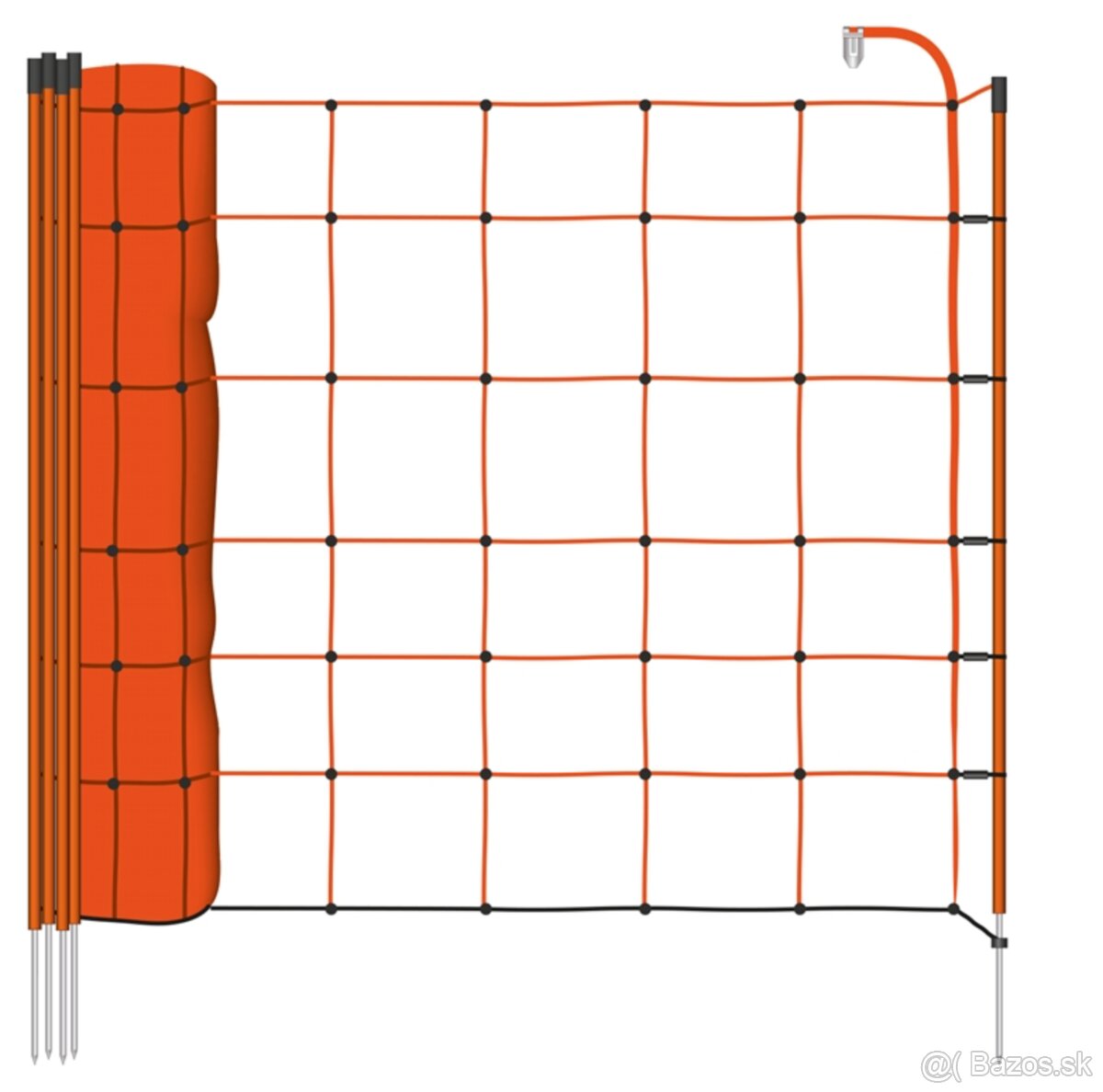 Sieť pre ovce, výška 90 cm, 50 m, 14 tyčov, oranžová Basic