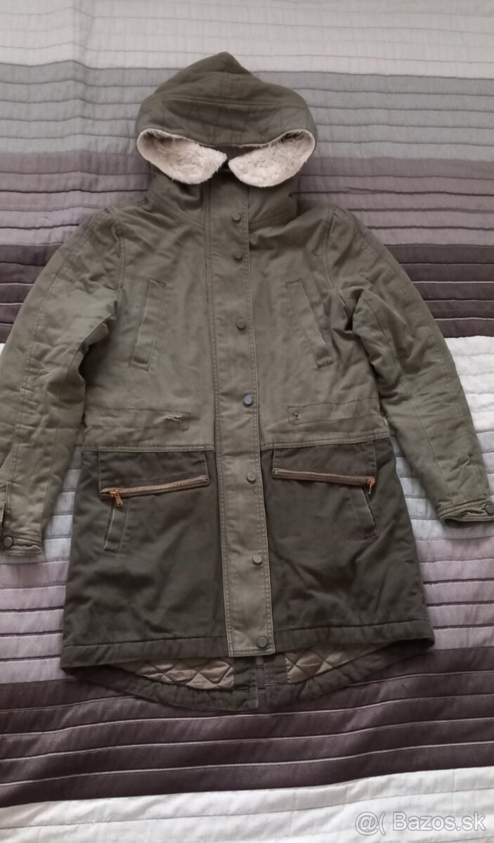 2x bunda/kabat/parka čierna/khaki olivová