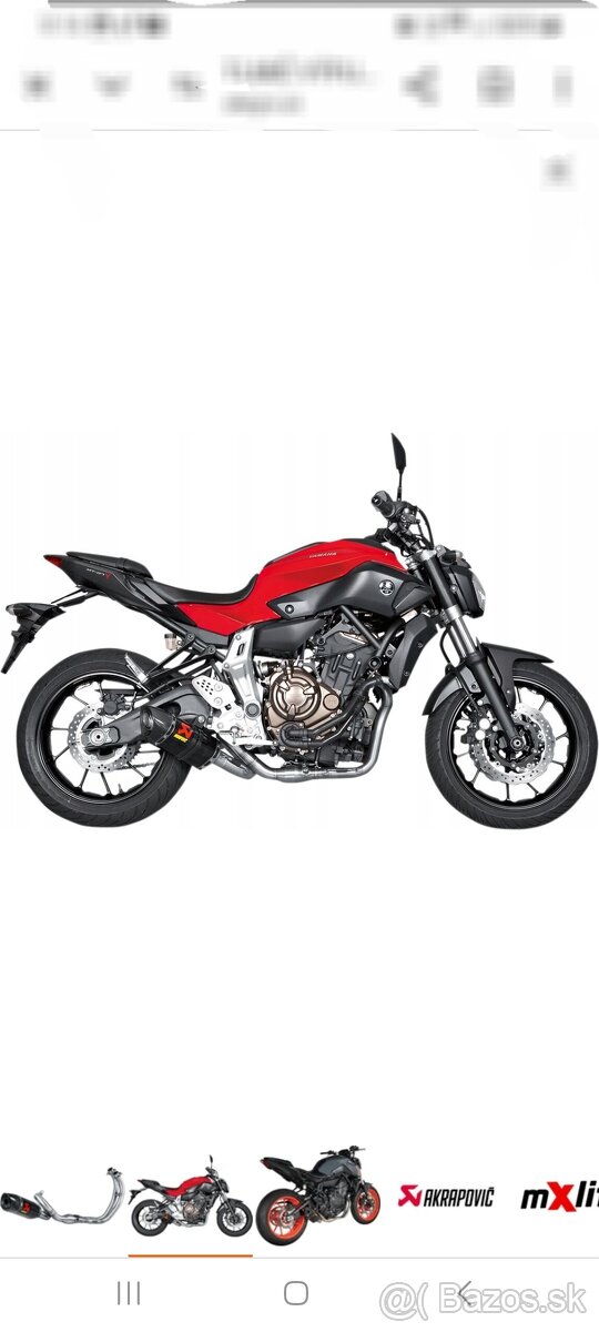 Výfuk Akrapovič Yamaha MT 07