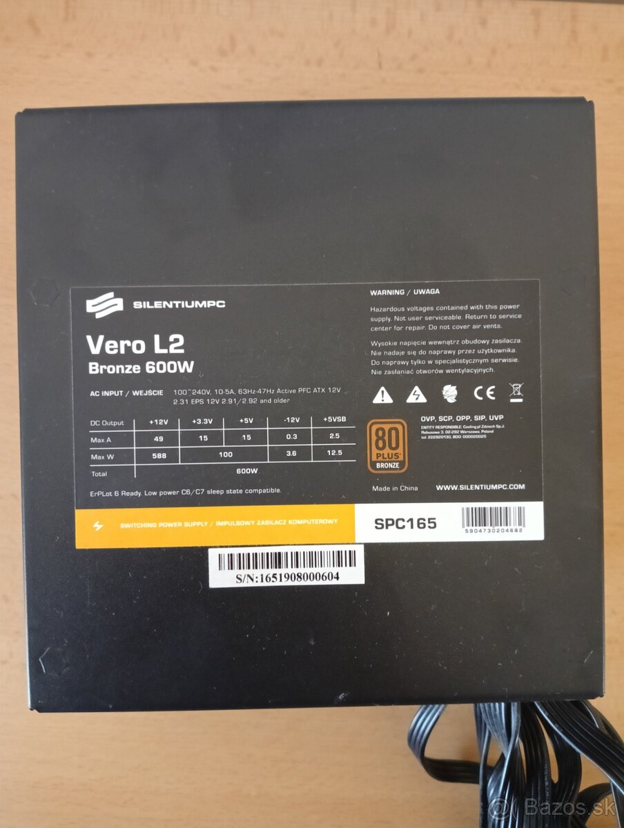 PC Zdroj SilentiumPC Vero L2 Bronze 600 W