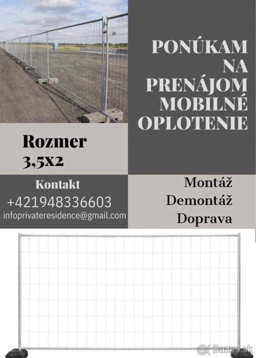 Prenájom mobilne oplotenie