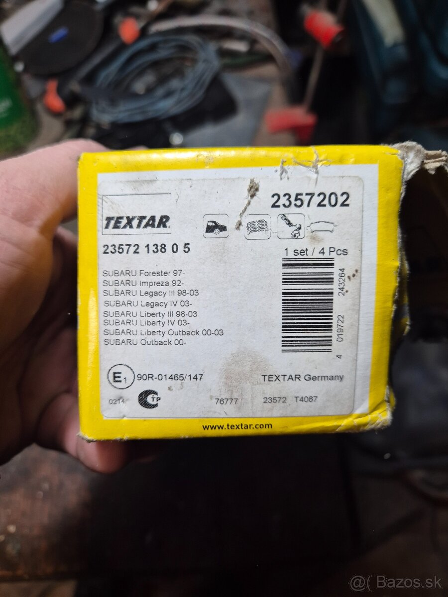 Platničky TEXTAR 2357202 zadné Subaru