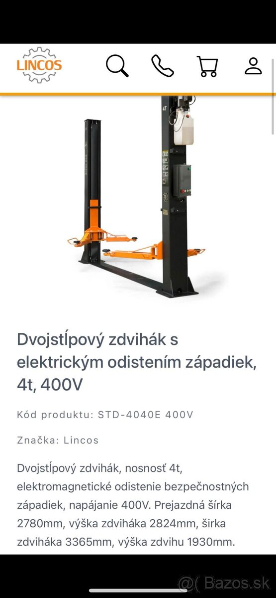 4t dvojstĺpový zdvihak lincos