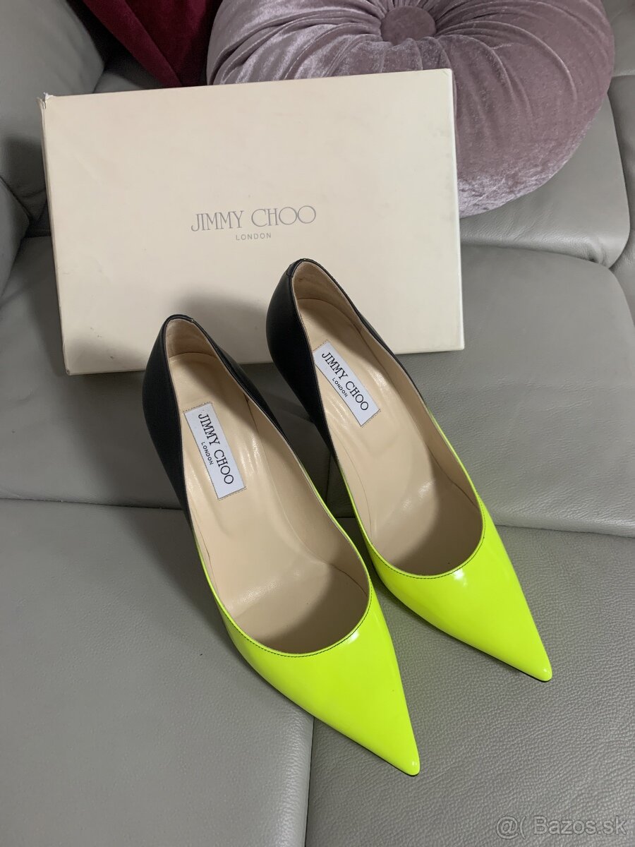 Jimmy Choo pumps-lodičky yellow neon/blk 41,5