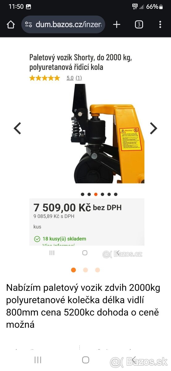 Paletovy vozik krátký 800mm