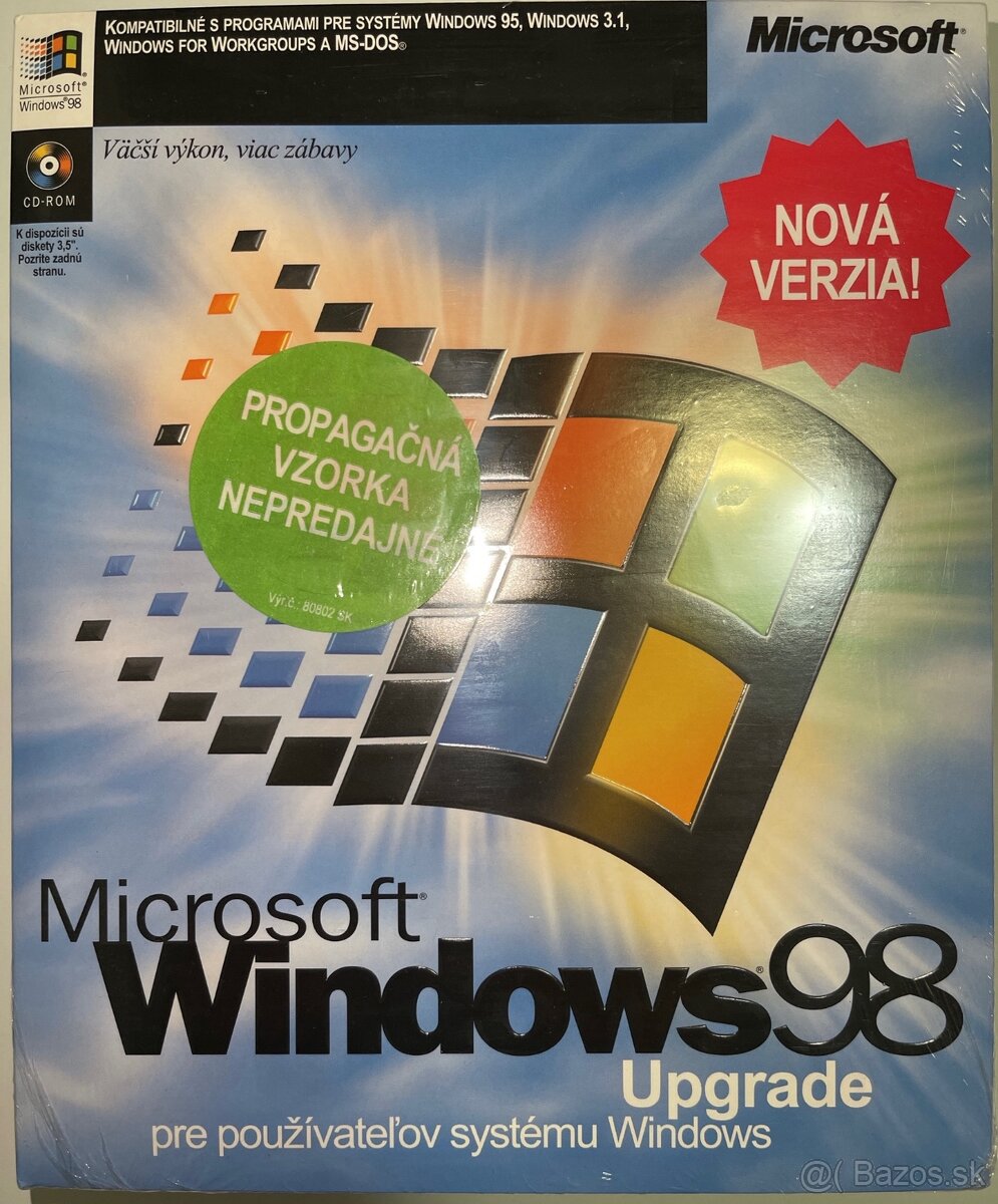 Windows 98 a 95 v original obale s fóliou a návodom >25r.