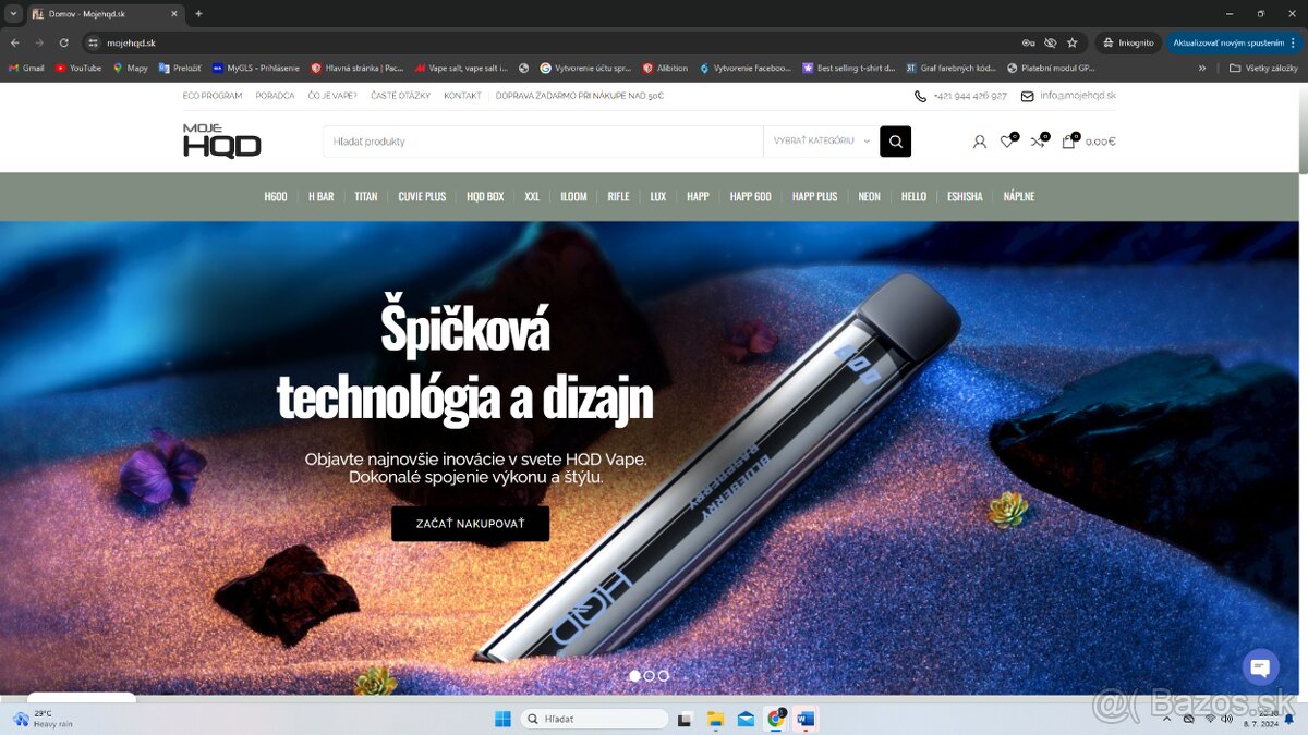 Pripravený VAPE eshop pre nového majiteľa