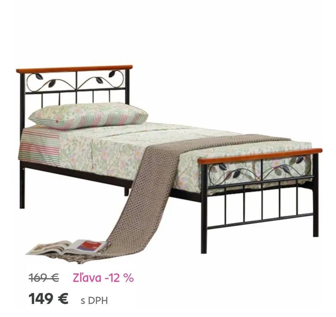 Kovová posteľ 90x200