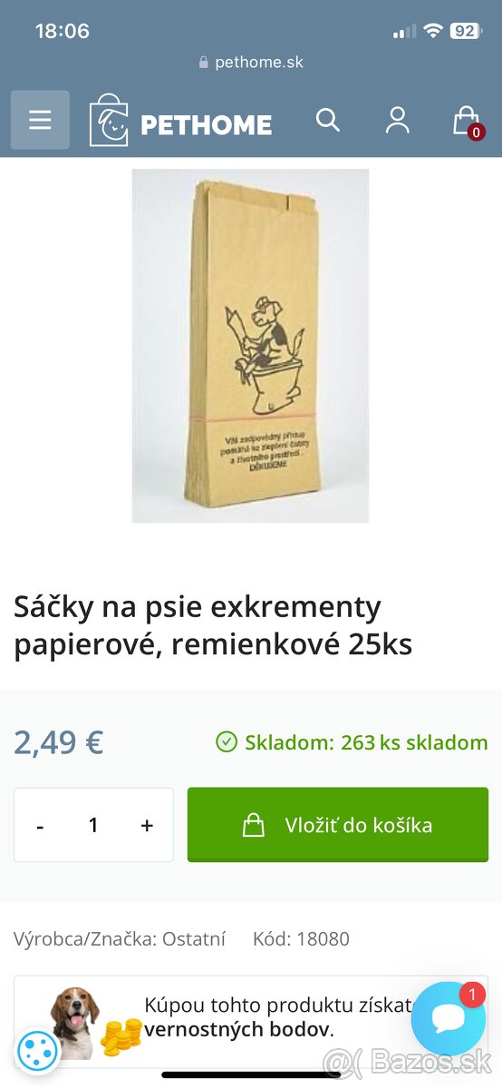 Predám papierové sáčky s lopatkou na psie exkrementy