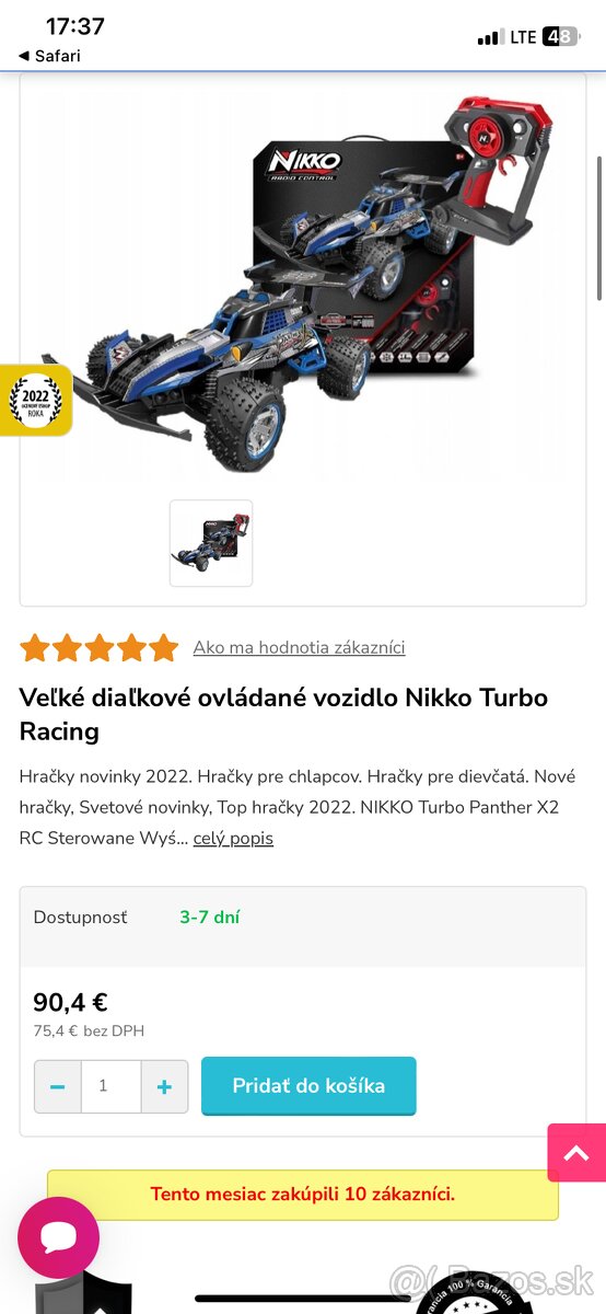 Veľké diaľkové ovládané vozidlo Nikko Turbo Racing
