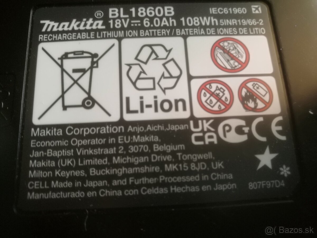 Aku Makita 6.0Ah 18v Lítium