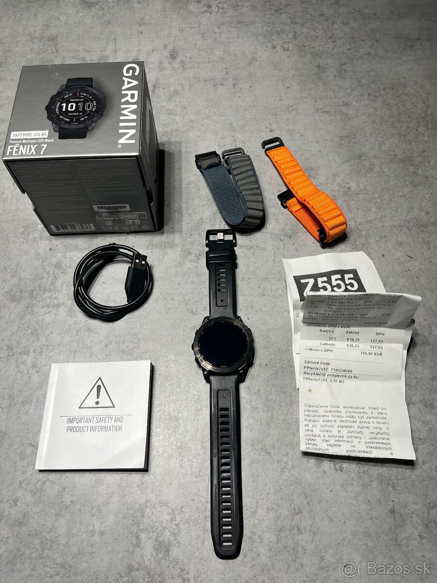 Garmin Fenix 7 Sapphire Solar Carbon Gray DLC Titanium/Black