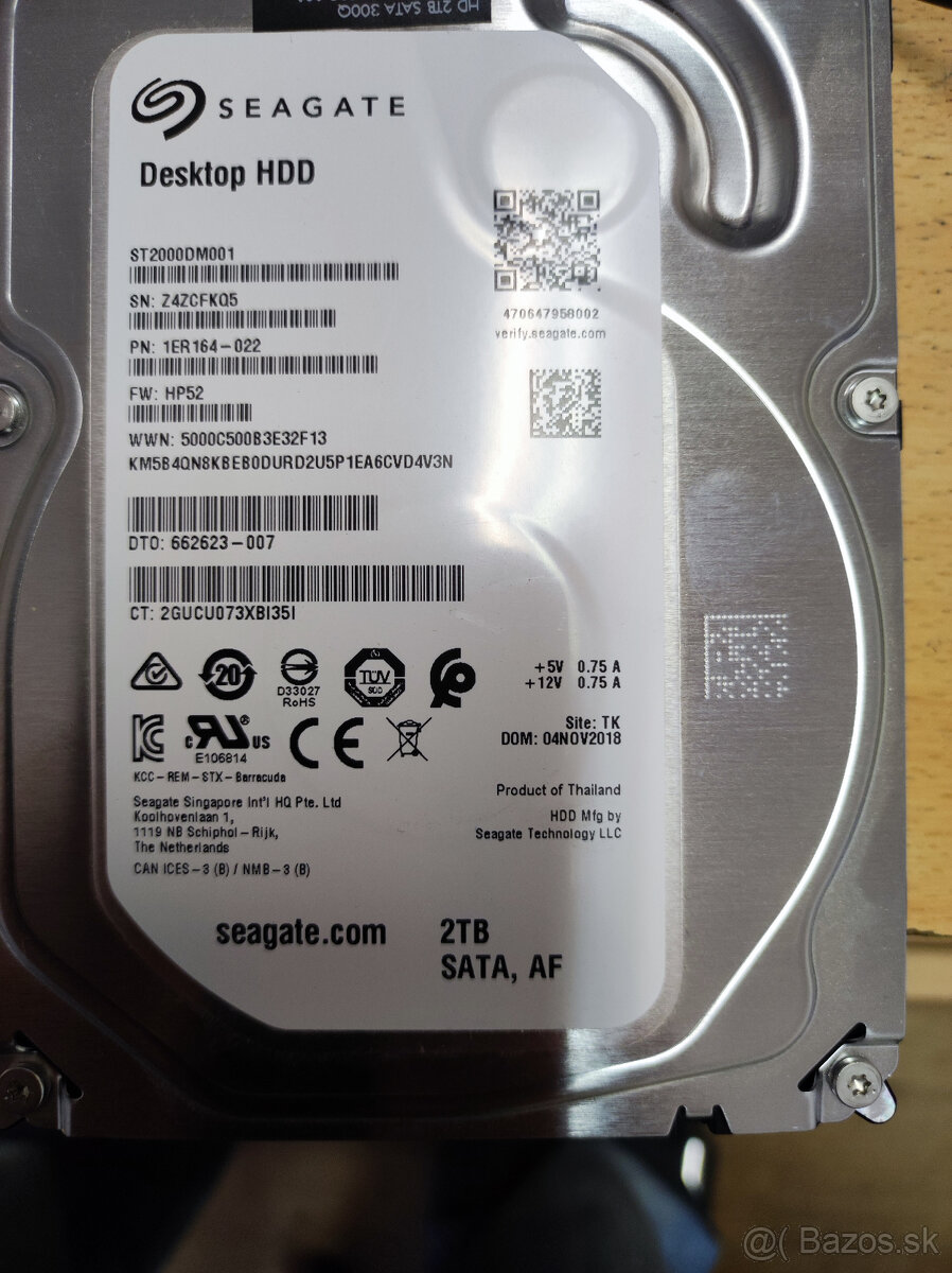 Predám HDD 3,5" Seagate Barracuda 2TB, 7200 - ST2000DM001