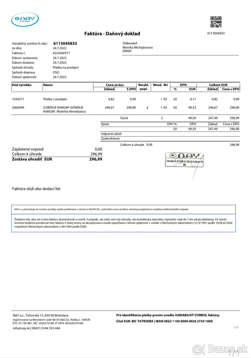 Mobilná klimatizácia Gorenje KAM26P