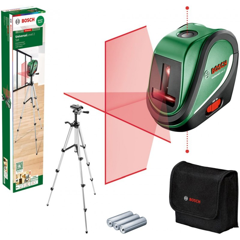 BOSCH UniversalLevel 2 Krížový čiarový laser + Hliníkový sta