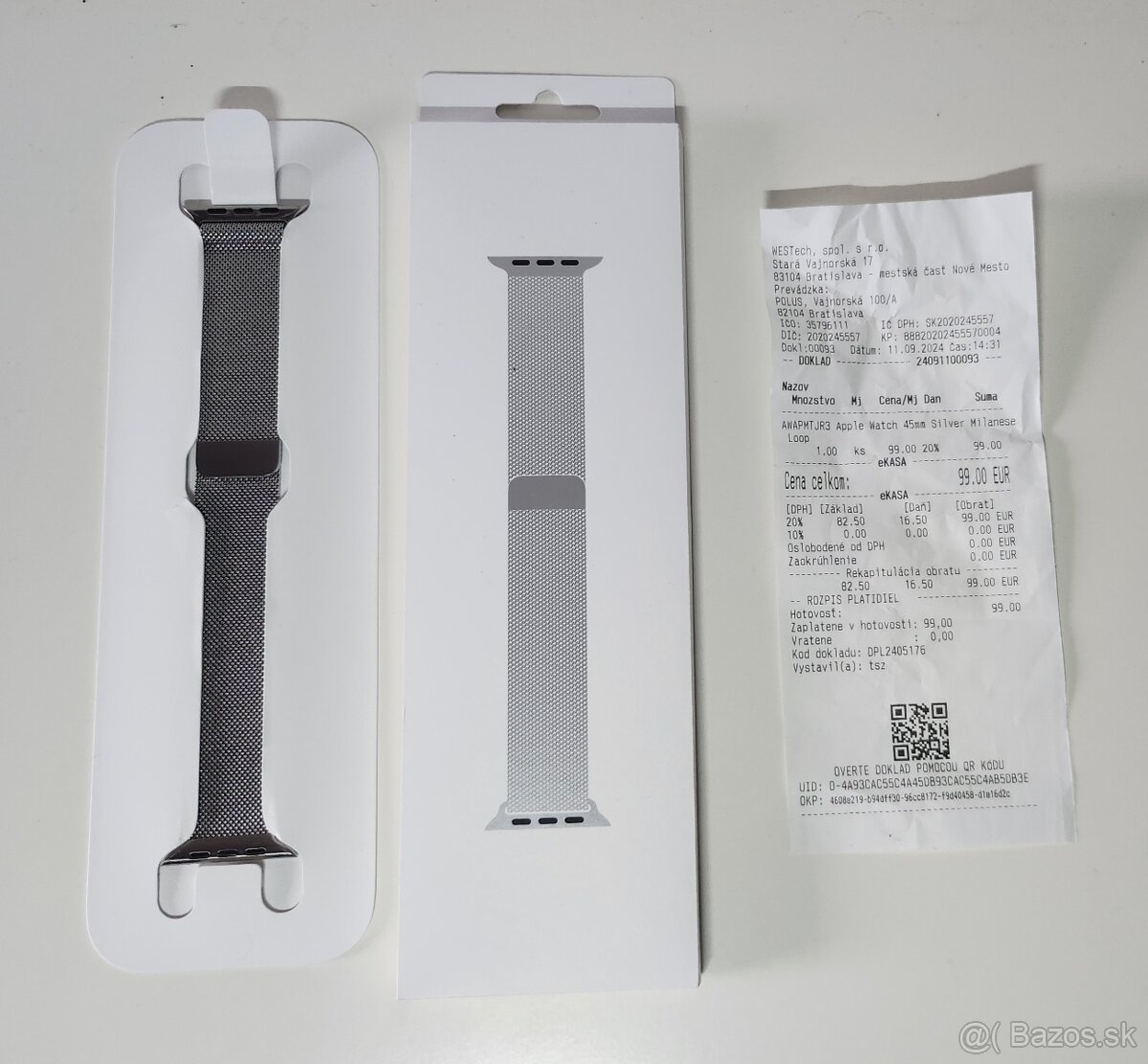 Apple Watch 45mm Silver Milanese Loop remienok