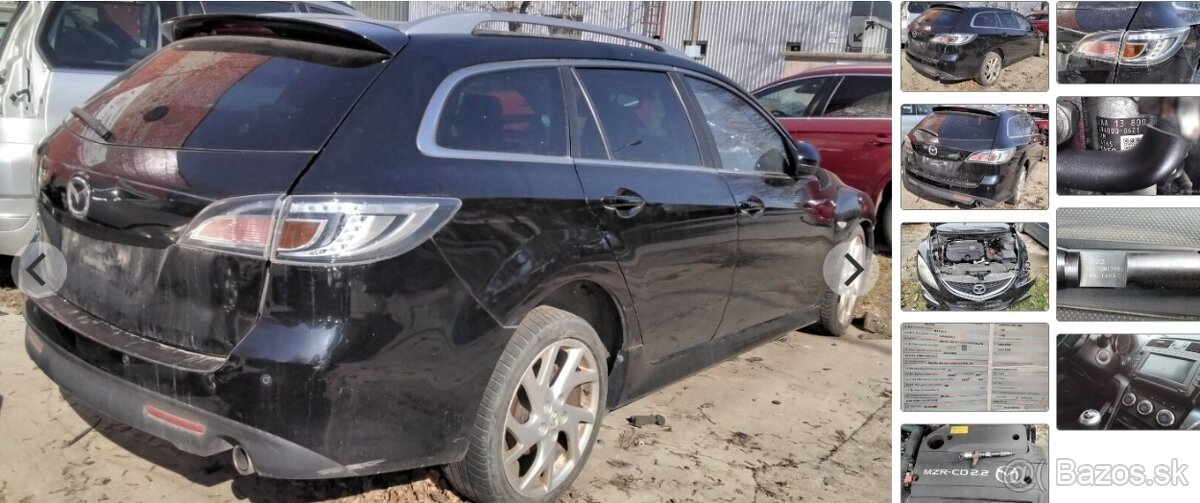 Mazda 6 2.2 D 2011 Predám ZADNÉ SVETLÁ,  MOTOR,  DVERE,  TRY