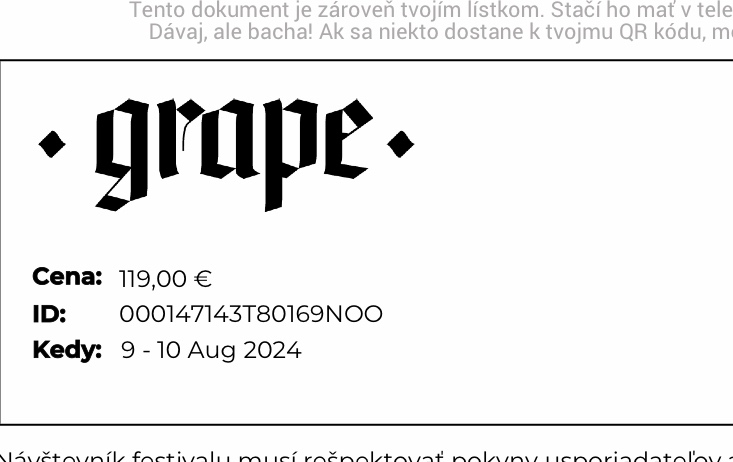 Vstupenka GRAPE 2024 100€