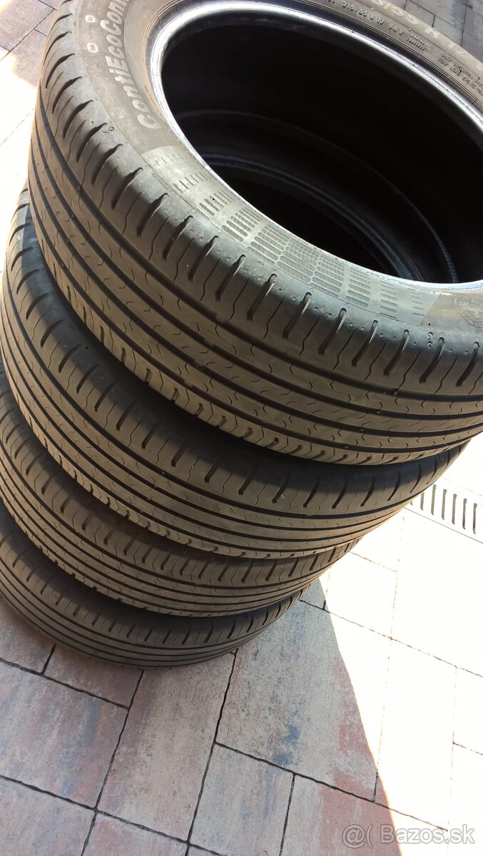 LETNÉ 215/55 r17 94W CONTINENTAL cca 6 a 7 mm a 5 mm