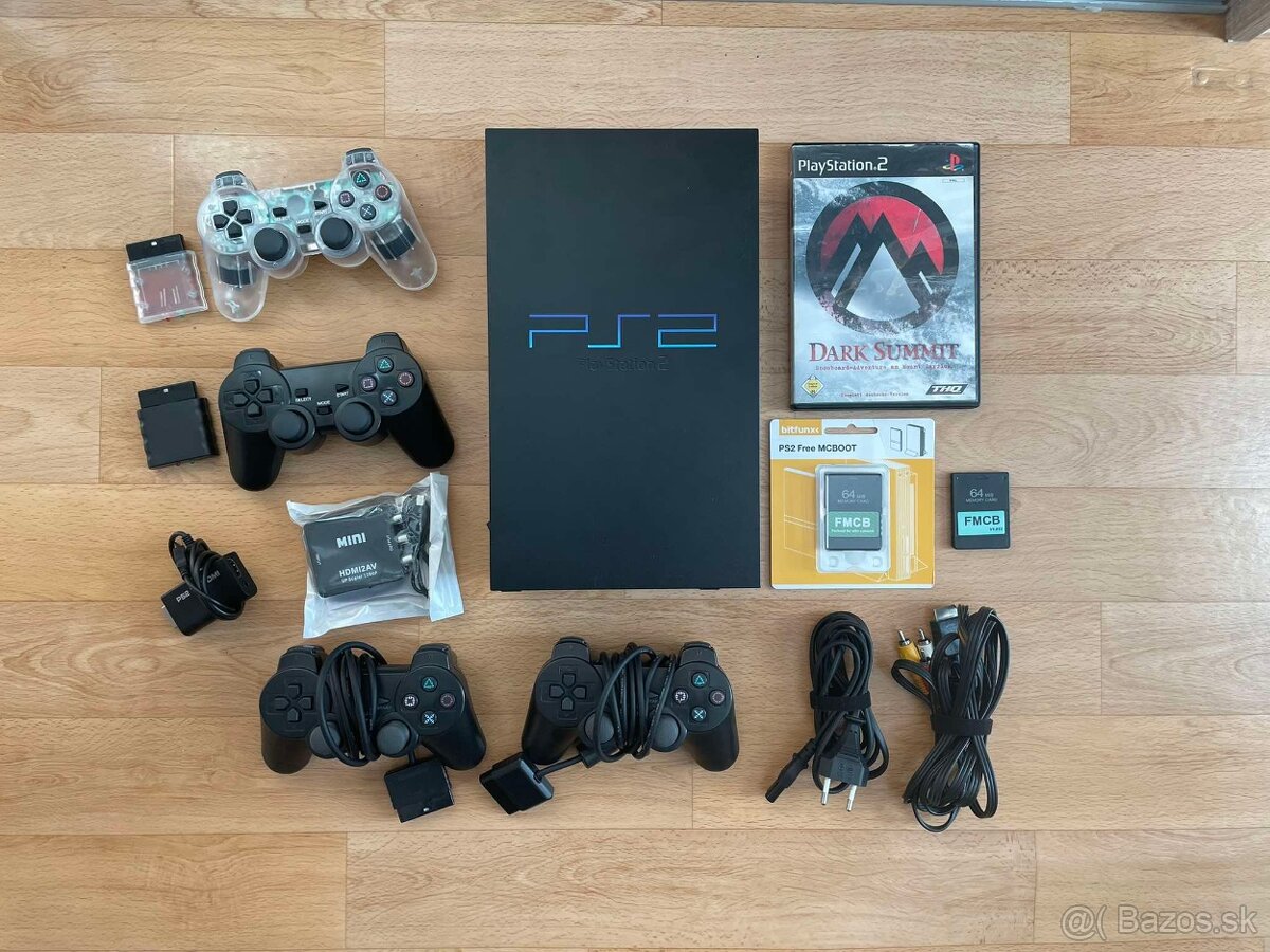 Playstation 2 + 4 ovládače + príslušenstvo