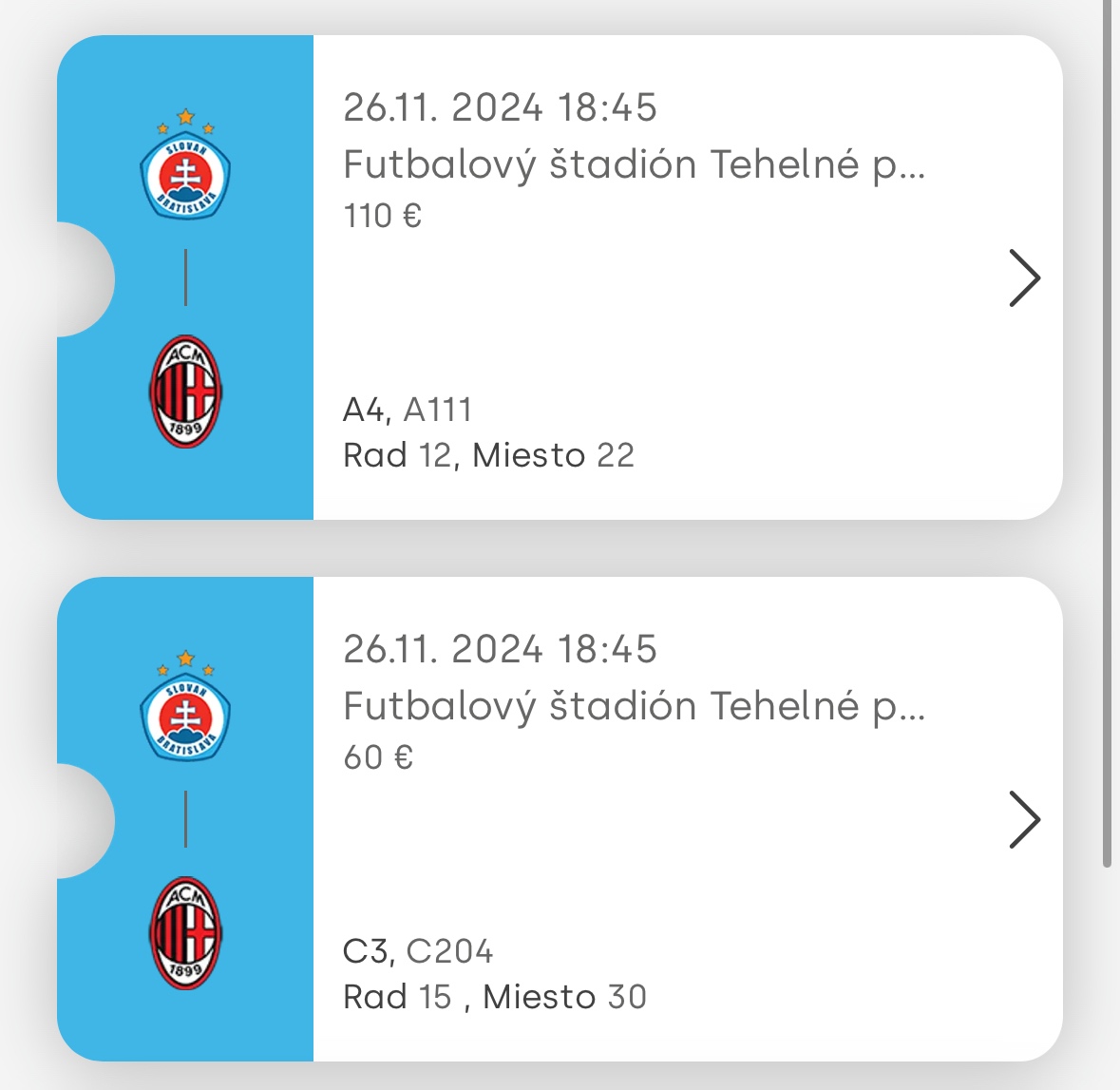 Liga majstrov Slovan - AC Milan