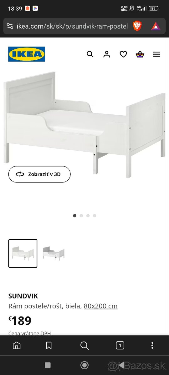 Predám detskú rastúcu posteľ IKEA + rošty + matrac 80x200