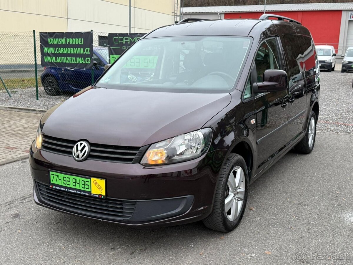 ► VW CADDY MAXI 2,0 TDI - 103 KW, 7 MÍST, PARK. SENZORY ◄