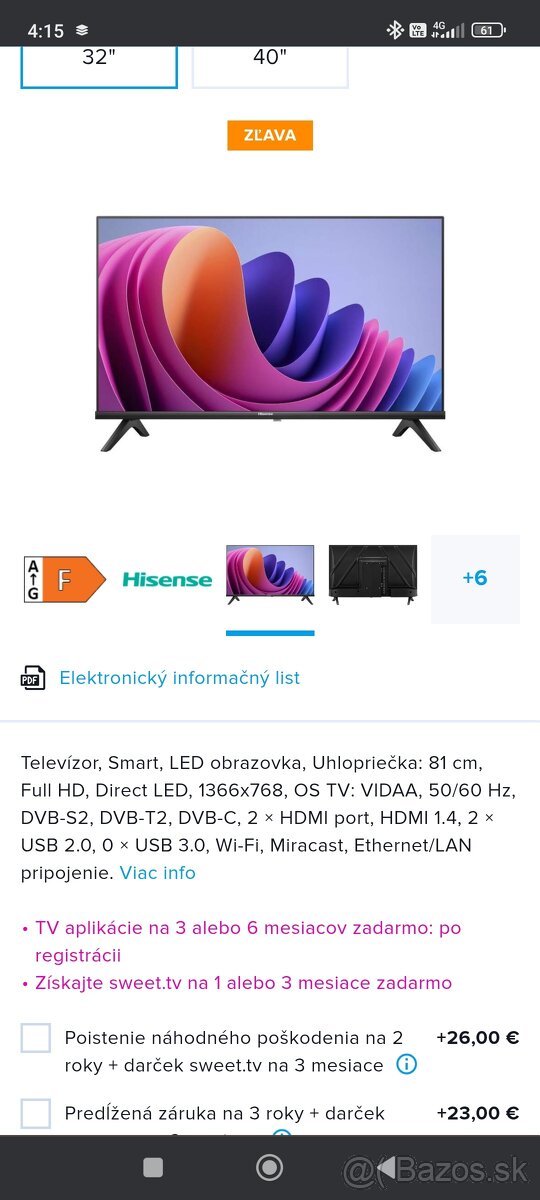 Hisense 32E43NT Smart tv