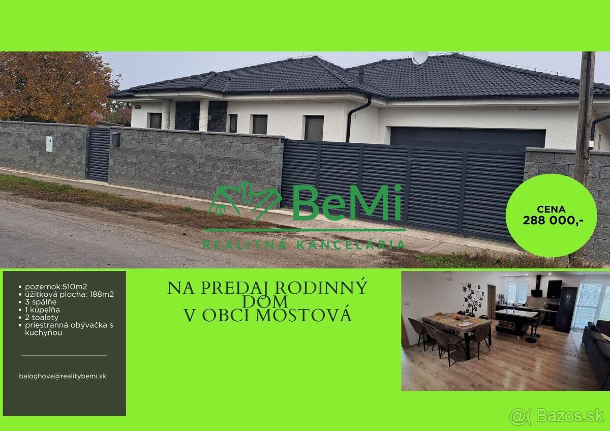 Novostavba rodinný dom 4 izb. - 510m2, Mostová ID 007-12-EVB