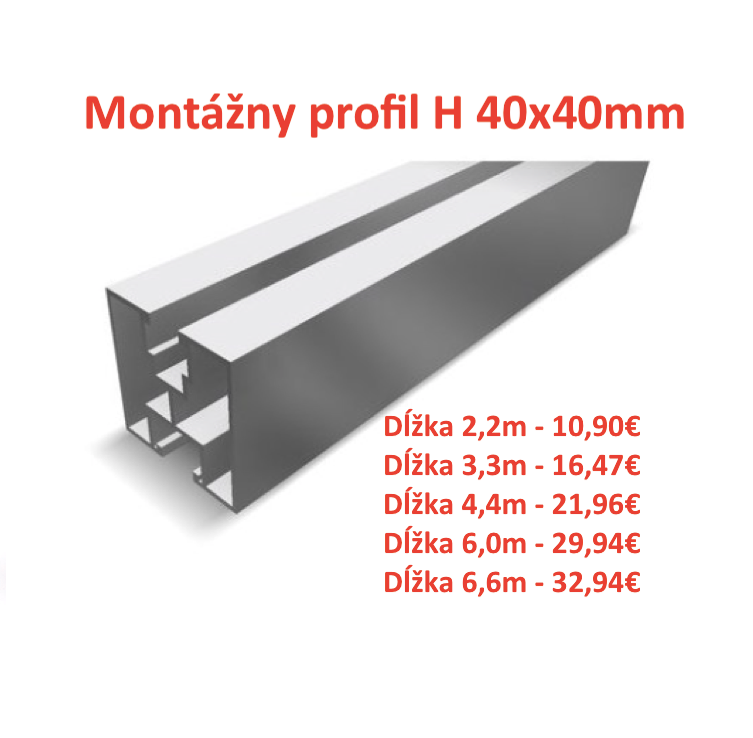 H hliníkový profil 40x40 mm montážny L profil 40x40mm a ine