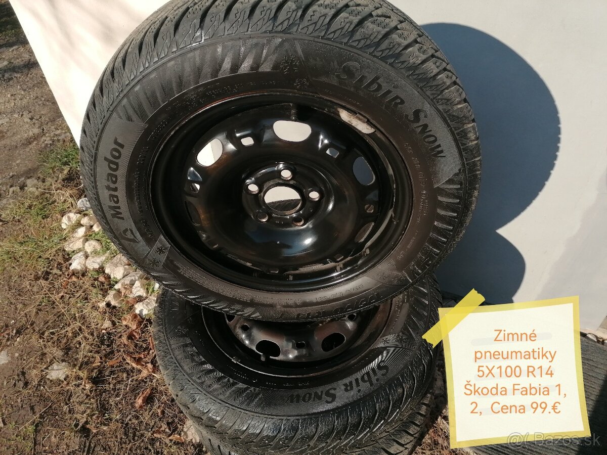 Zimné pneumatiky 5X100 R14 Škoda Fabia 1,2 Cena 99.€