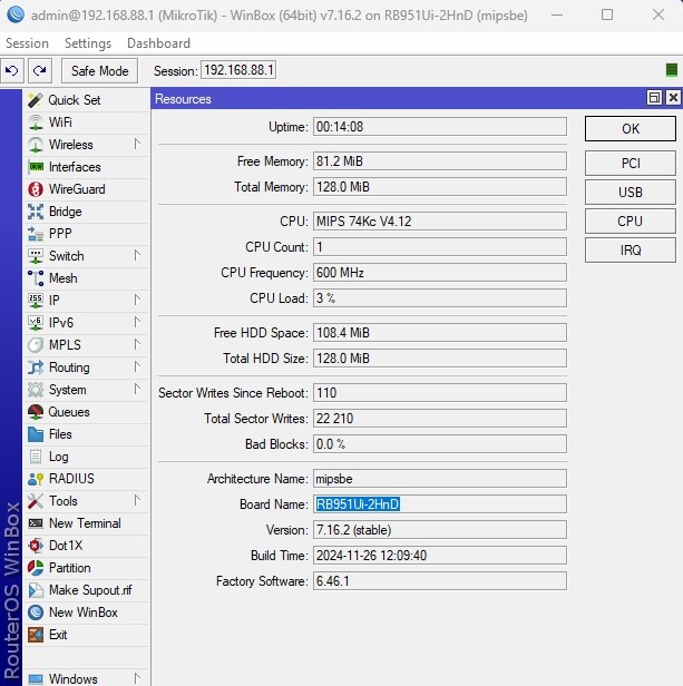 Mikrotik RB951Ui-2HnD, aktuálny sw 7.16.2